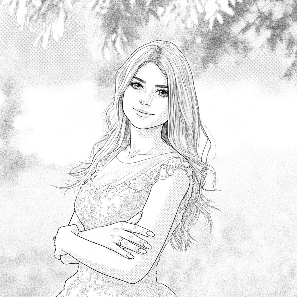Convert to manga line art style, Japanese comic aesthetic, black and white illustration